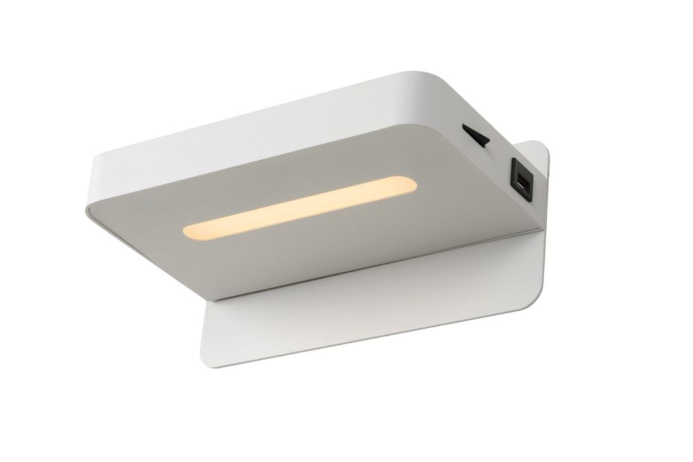 Medialux: Illuminazione, Multimedia, Bricolage - ATKIN Lampada da comodino  LED Presa USB Bianco 1x5W - Non dimmerabile Luce calda 2700K Con  interruttore Metallo Dim: L.14 x P.25 x H.11,5 cm -Lucide 77280/05/31